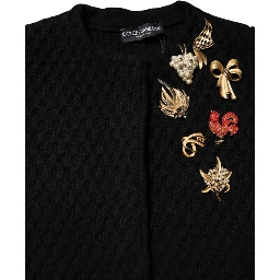 Black Cashmere Quilted Embellished Jacket