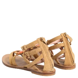Brown Flip Flops Zipper Ankle Strap Shoes