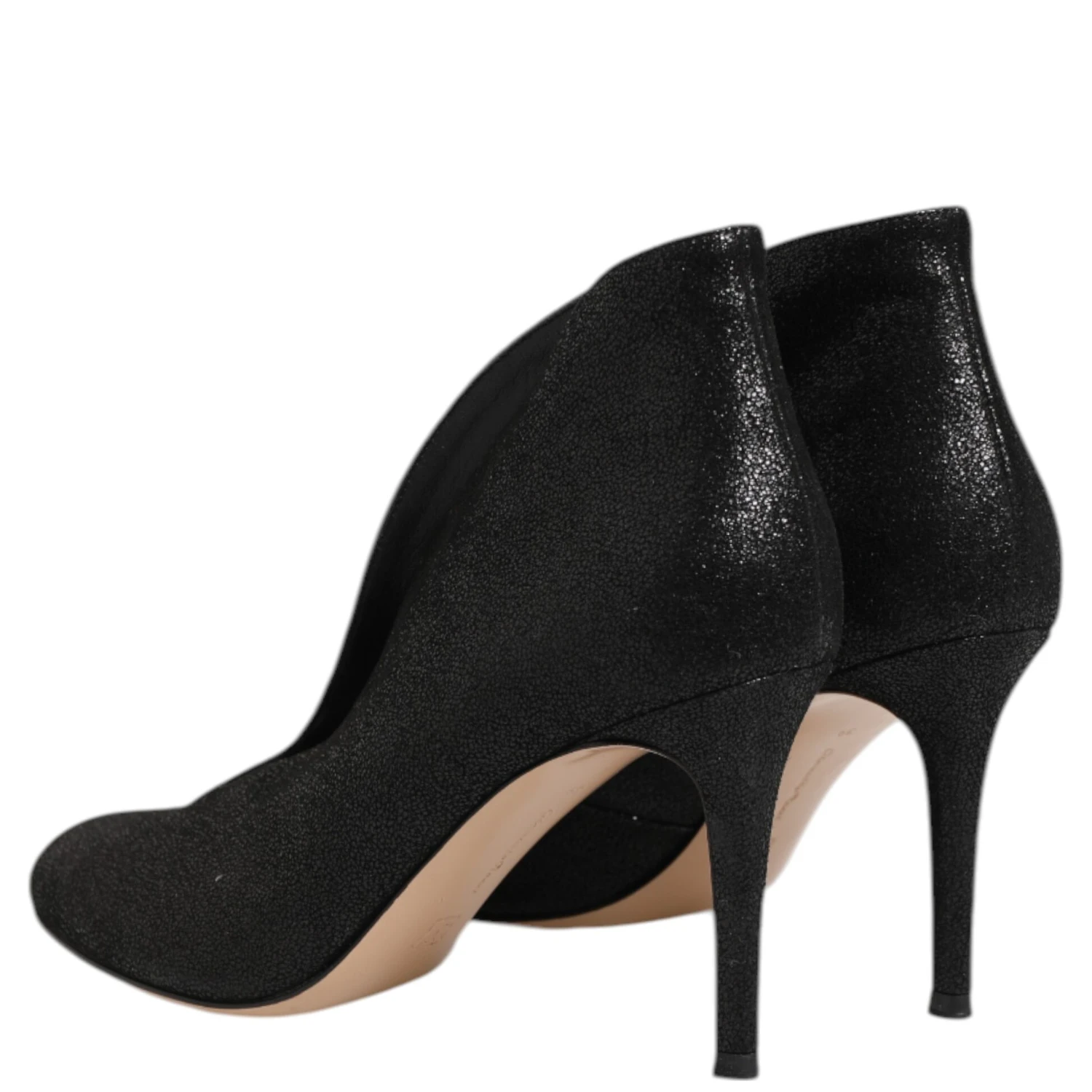 Metallic Black Pump Stiletto Heels Shoes