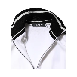 White Viscose Logo Women Full Zip Jacket