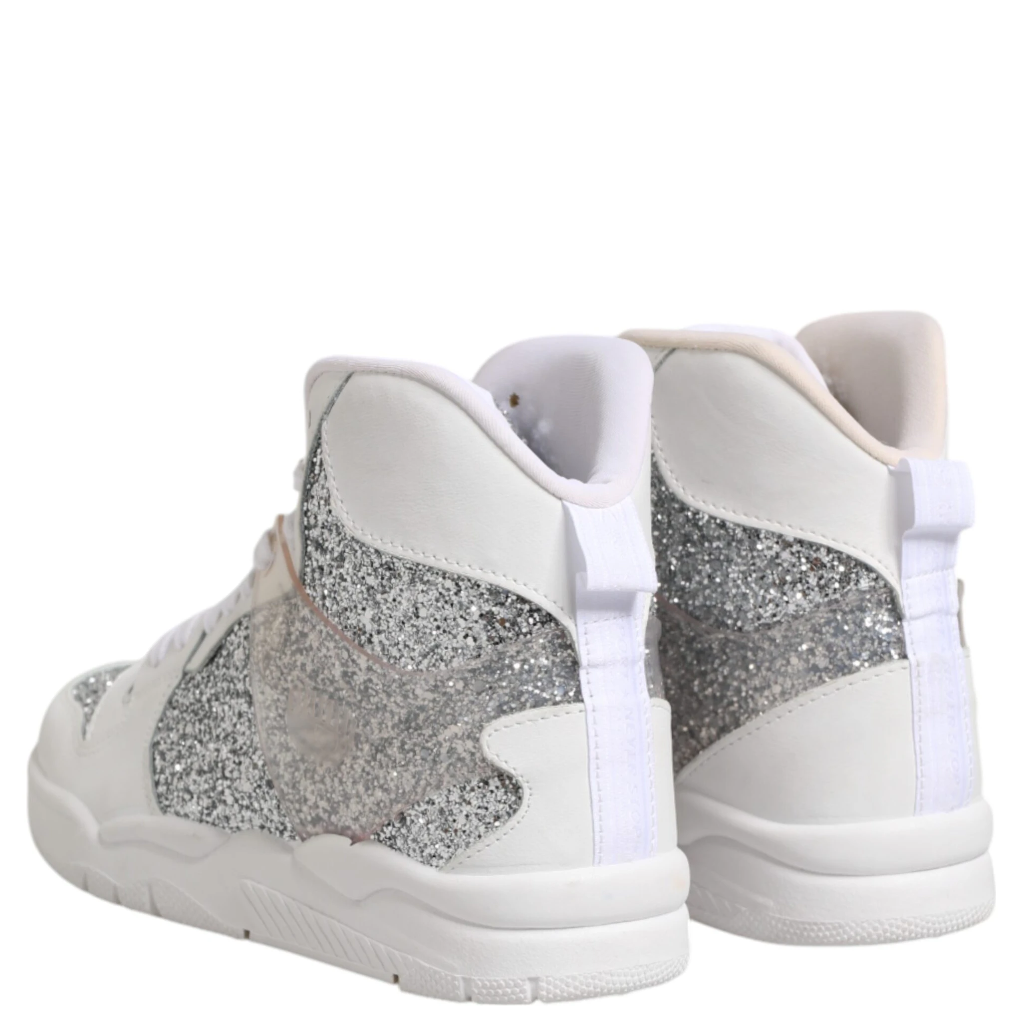 White Silver High Top Women Sneakers Shoes