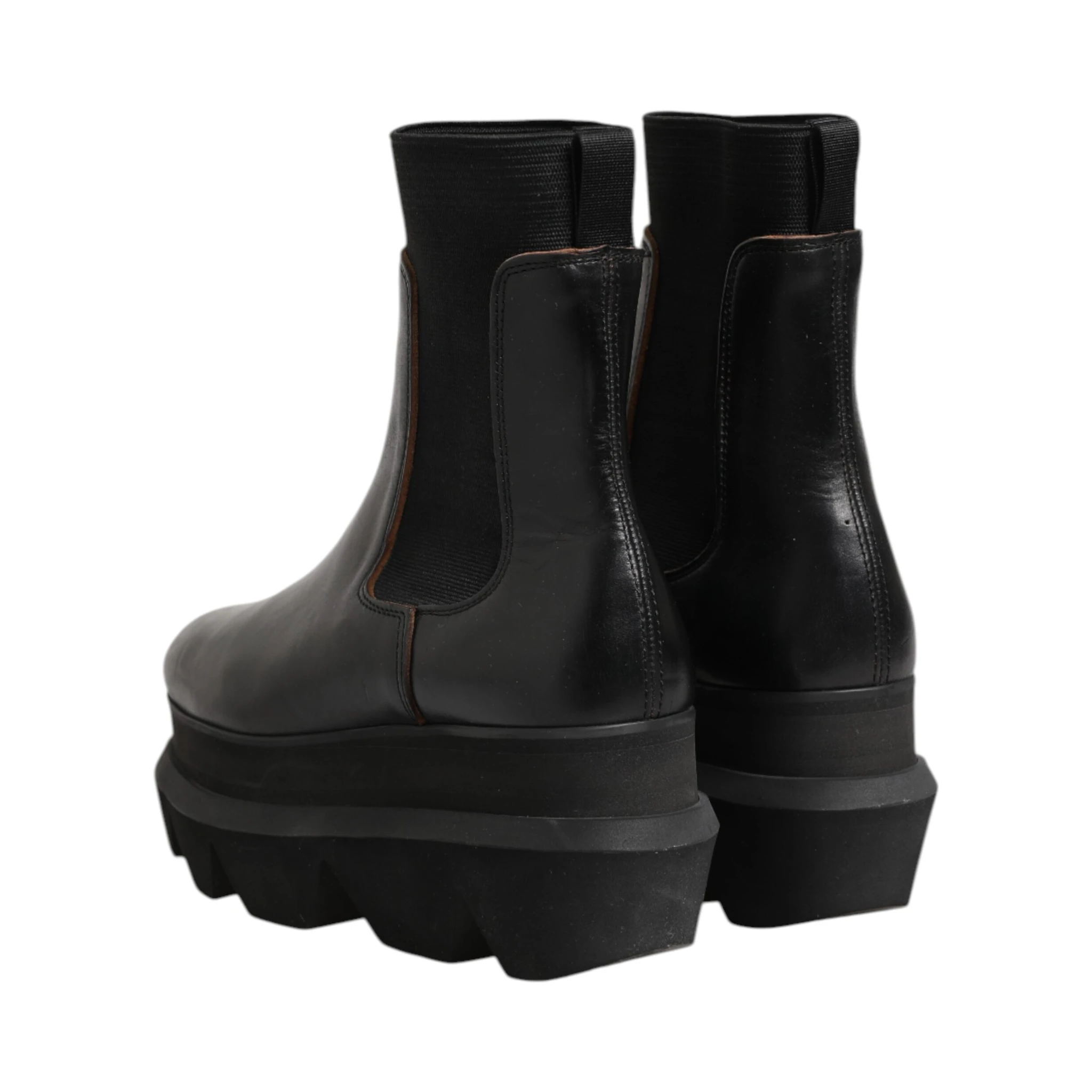 Black Chelsea Leather Pull On Women Ankle Boots Shoes