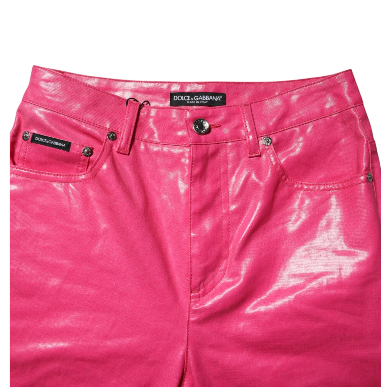 Pink Cotton High Waisted Skinny Denim Jeans