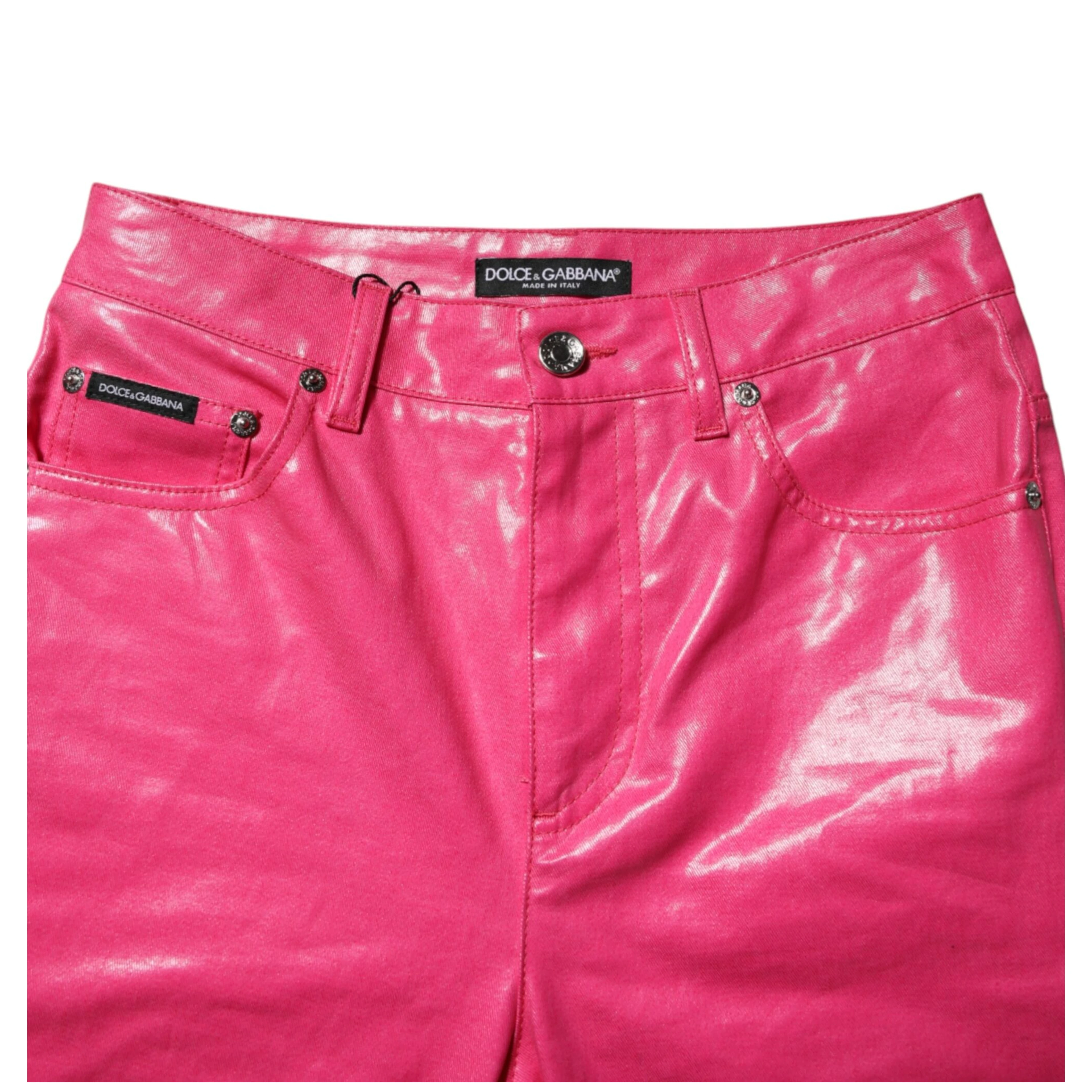 Pink Cotton High Waisted Skinny Denim Jeans