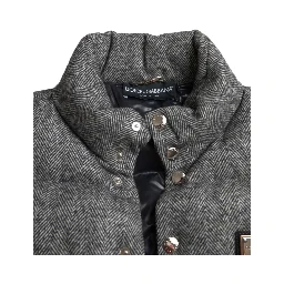Elegant Chevron Knit Wool Blend Vest Jacket