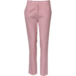 Pink Wool Mid Waist Tapered Pants