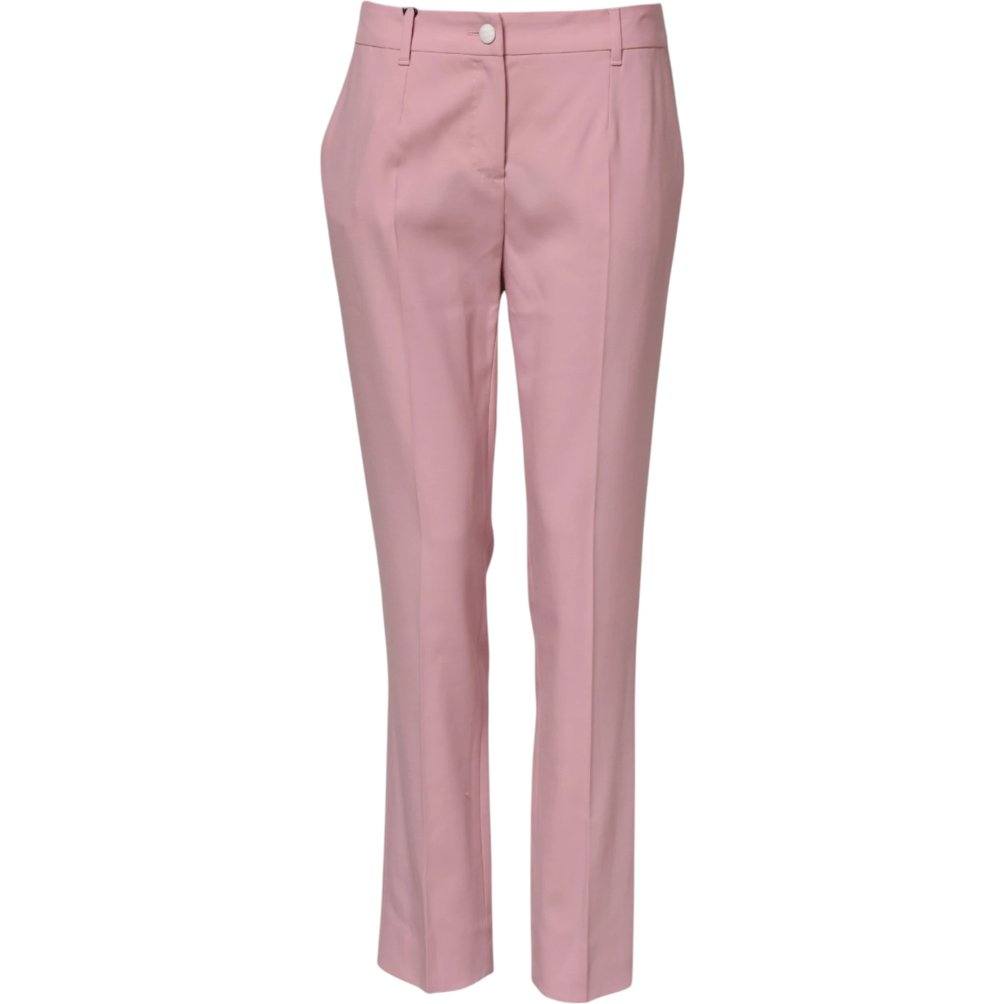 Pink Wool Mid Waist Tapered Pants