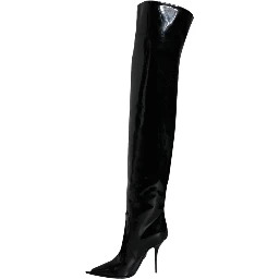 Black Patent Leather Knee High Boots Shoes