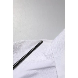 White Crystal Embellished Collared Shirt Top
