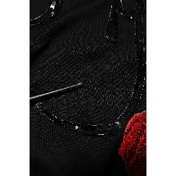 Black Rose Sequin Embellishments Blouse Top