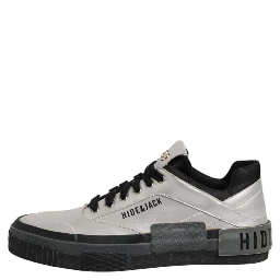 Silver Leather Lace Up Low Top Sneakers Shoes