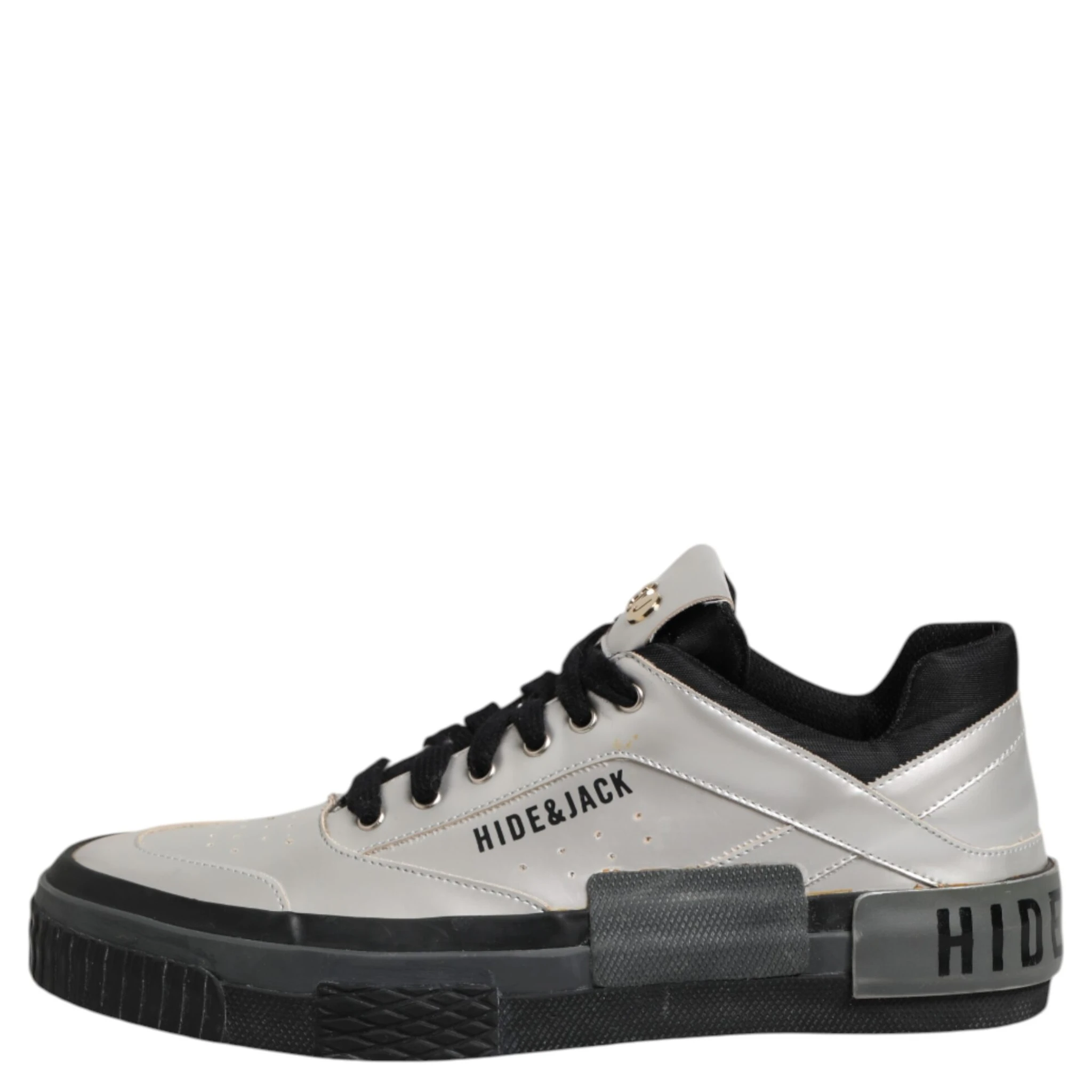 Silver Leather Lace Up Low Top Sneakers Shoes