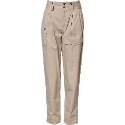 Beige Cotton High Waisted Pants