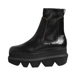 Black Chelsea Leather Pull On Women Ankle Boots Shoes