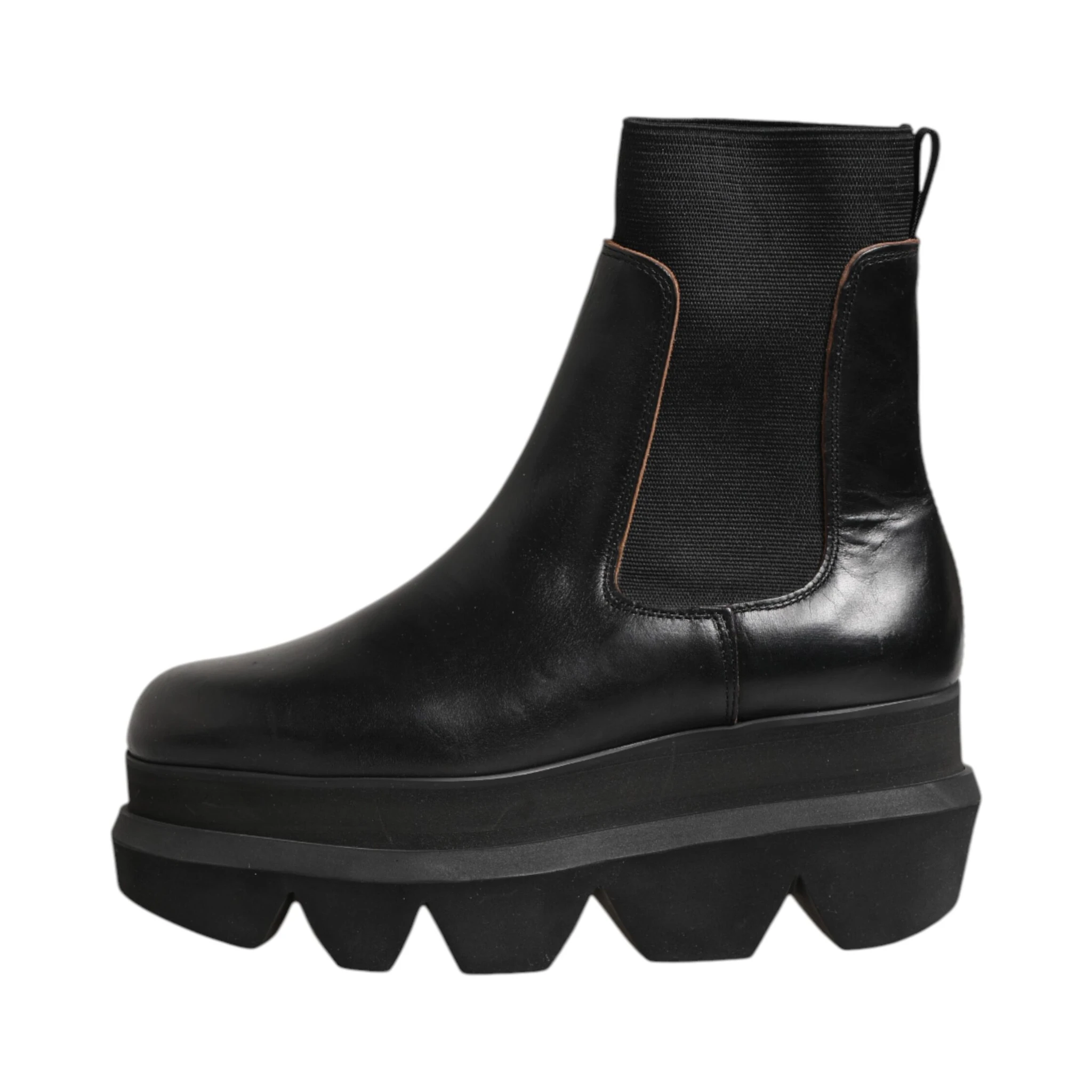 Black Chelsea Leather Pull On Women Ankle Boots Shoes