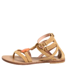 Brown Flip Flops Zipper Ankle Strap Shoes