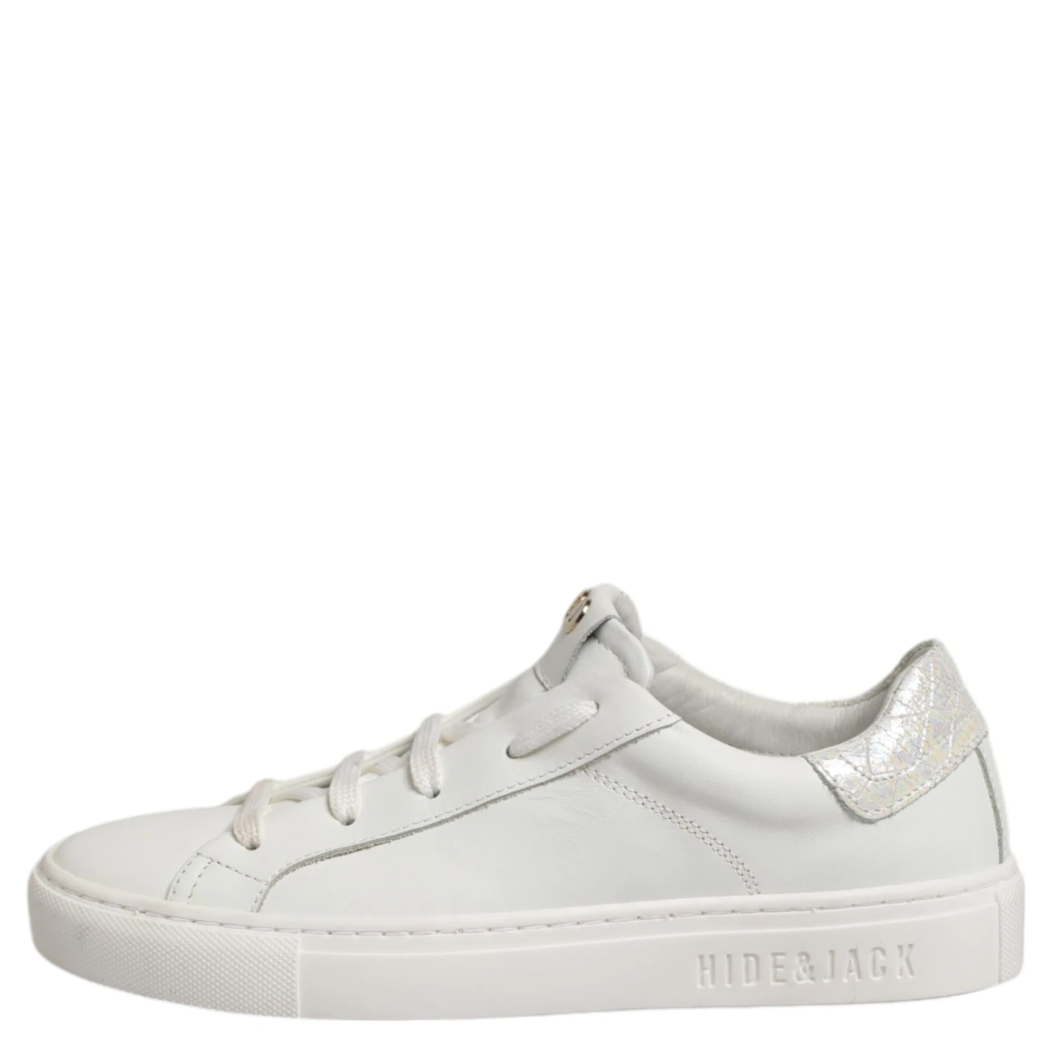 White Leather Low Top Lace Up Sneakers Shoes