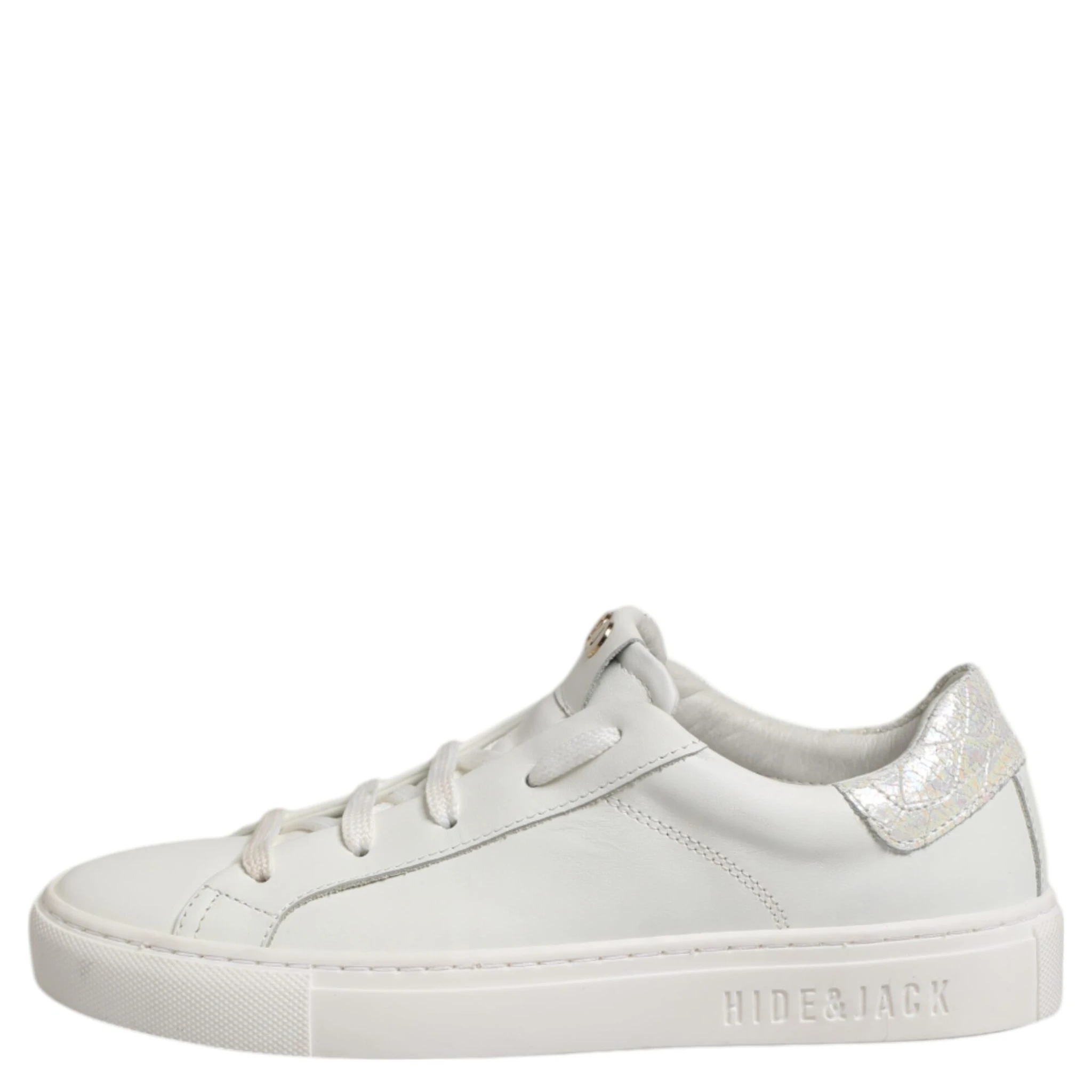 White Leather Low Top Lace Up Sneakers Shoes