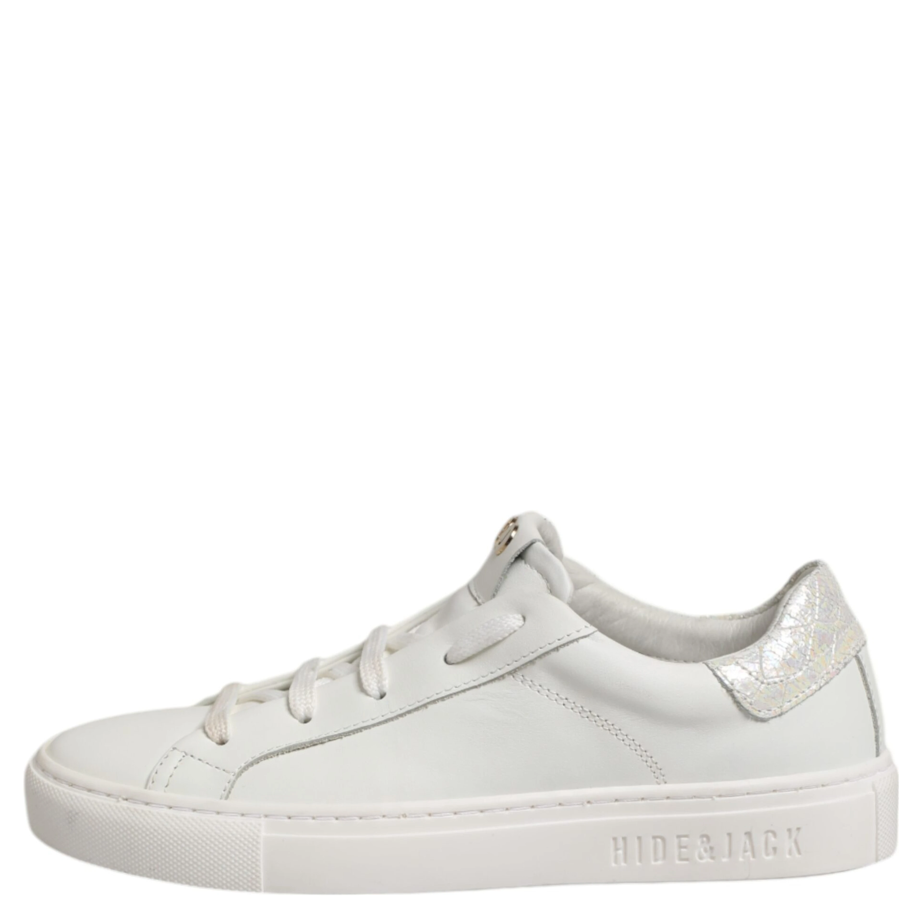White Leather Low Top Lace Up Sneakers Shoes