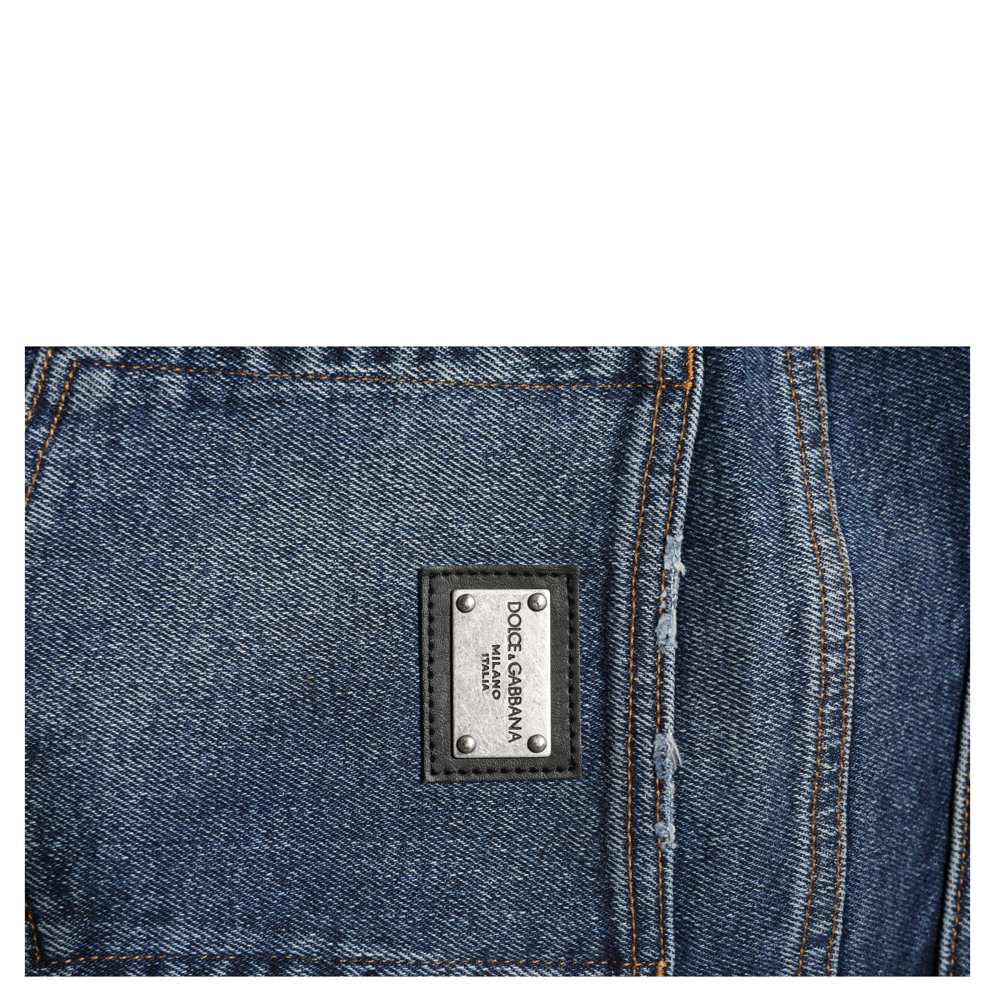 Blue Cotton Mid Waisted Straight Denim Jeans