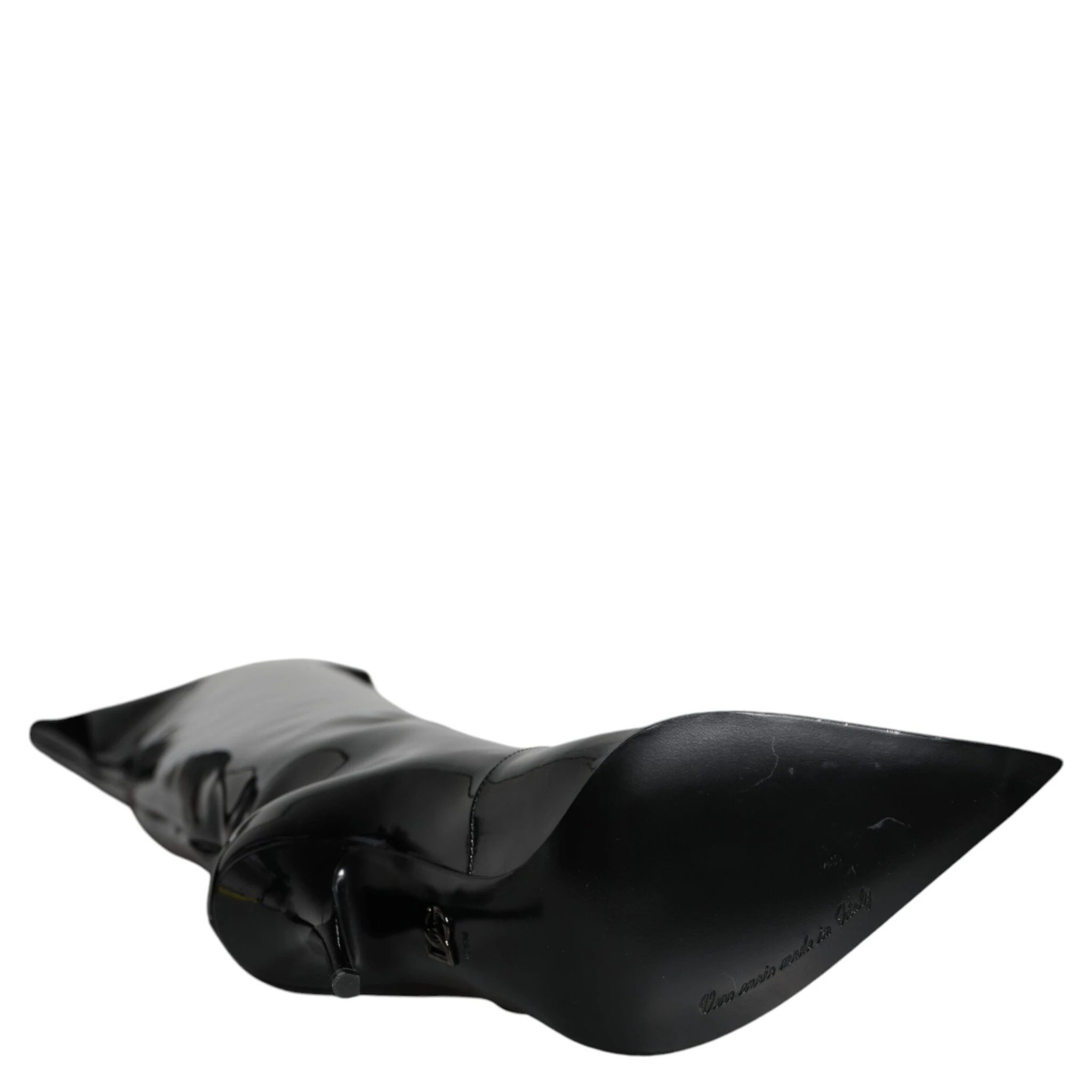 Black Patent Leather Knee High Boots Shoes