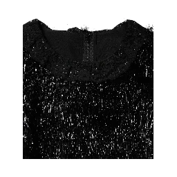 Metallic Black Polyester A-line Midi Dress