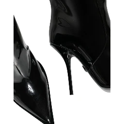 Black Patent Leather Knee High Boots Shoes