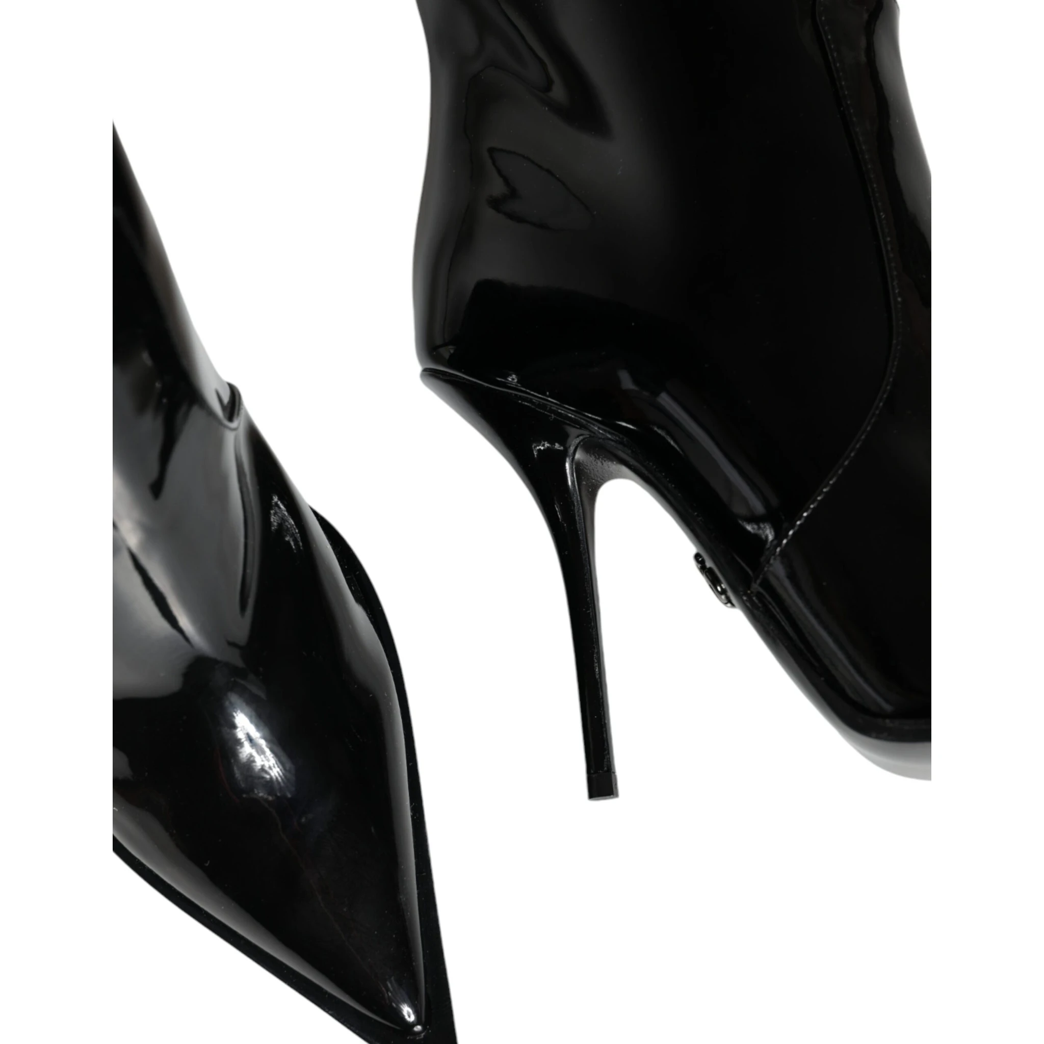 Black Patent Leather Knee High Boots Shoes