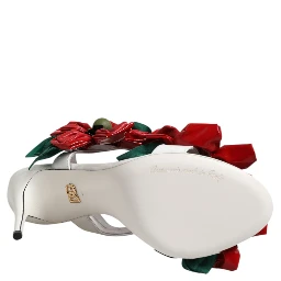 White Leather Floral Detailing Sandals Shoes