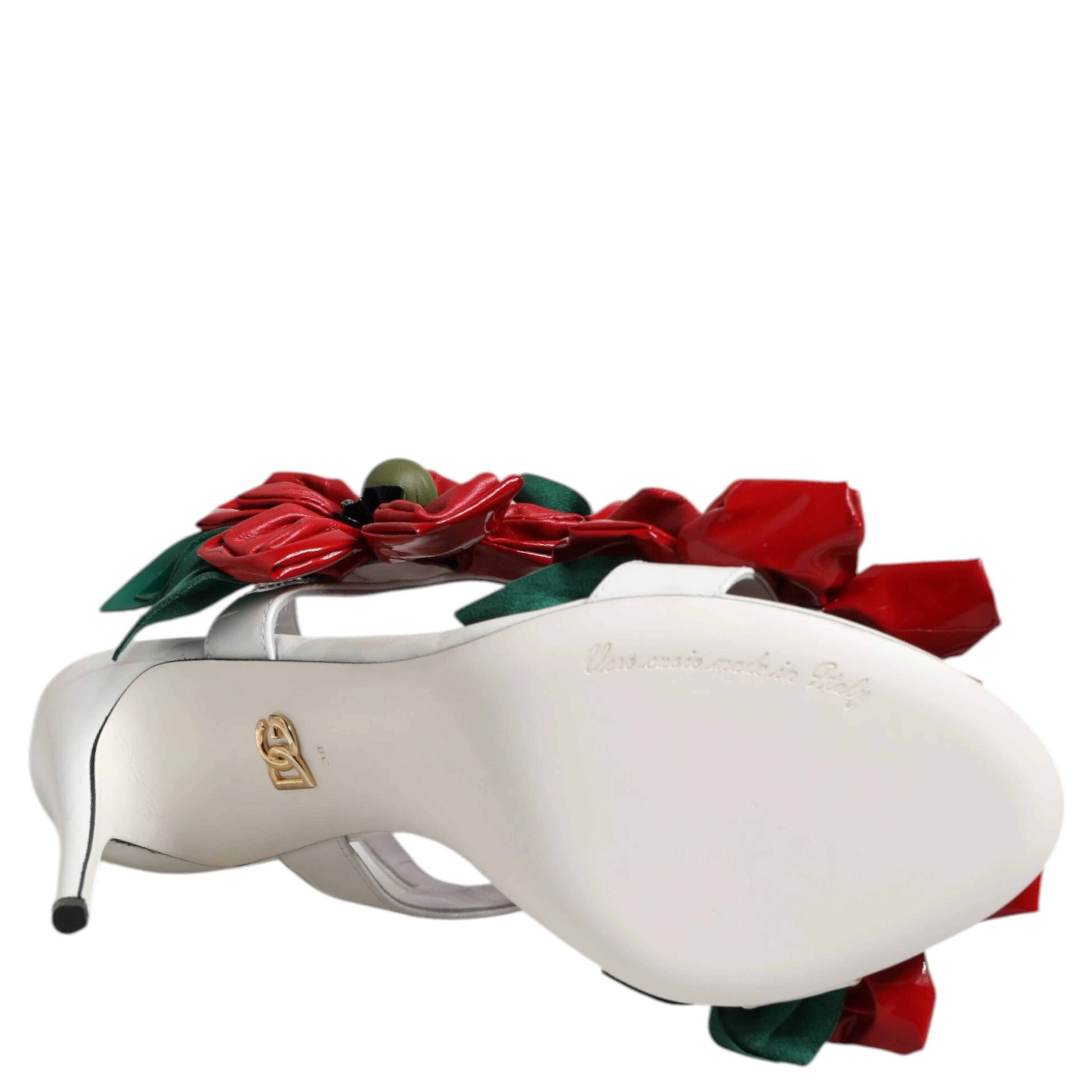 White Leather Floral Detailing Sandals Shoes