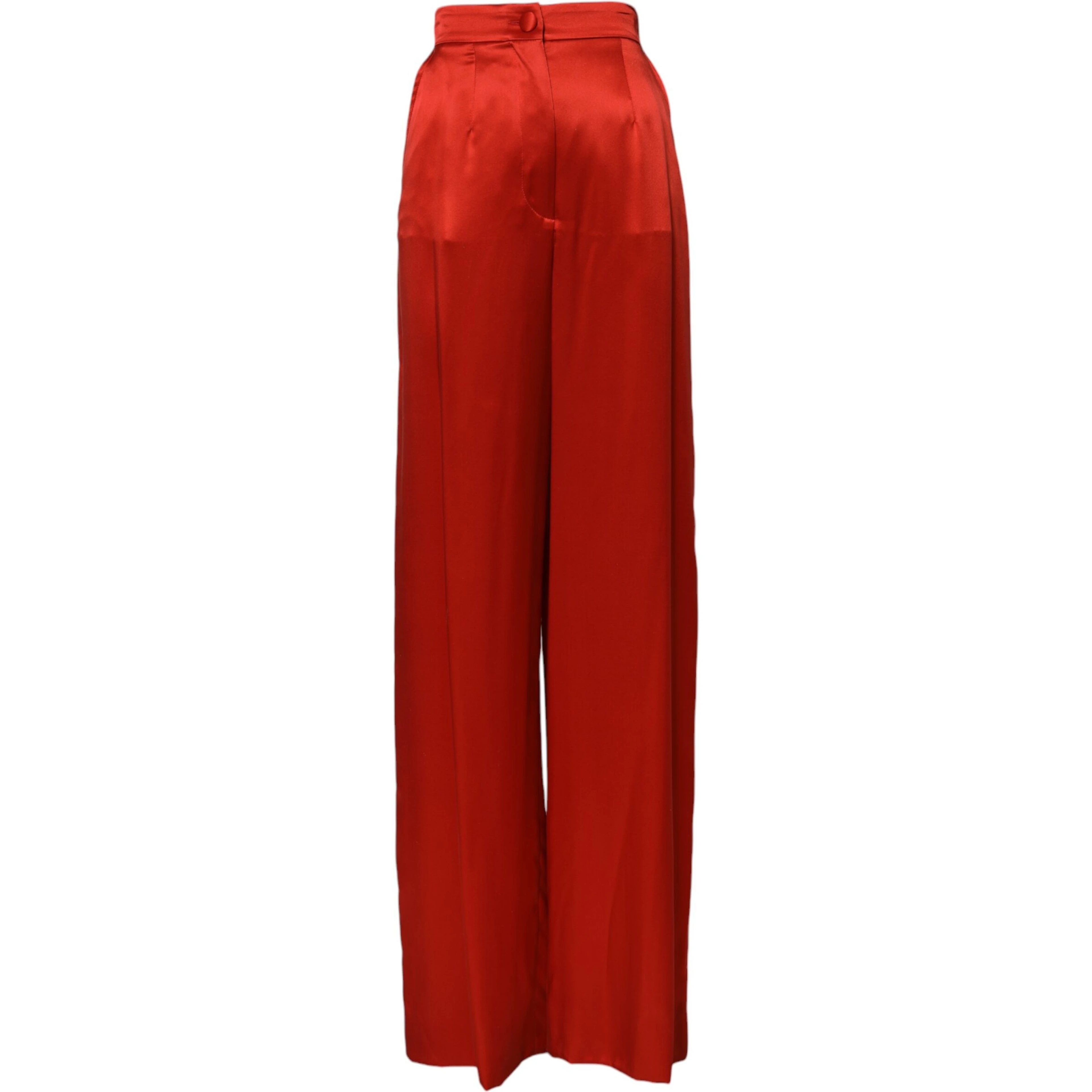Red Satin High Waist Wide Leg Pants