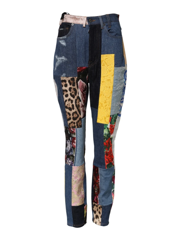 Multicolor Patchwork Skinny Denim Jeans