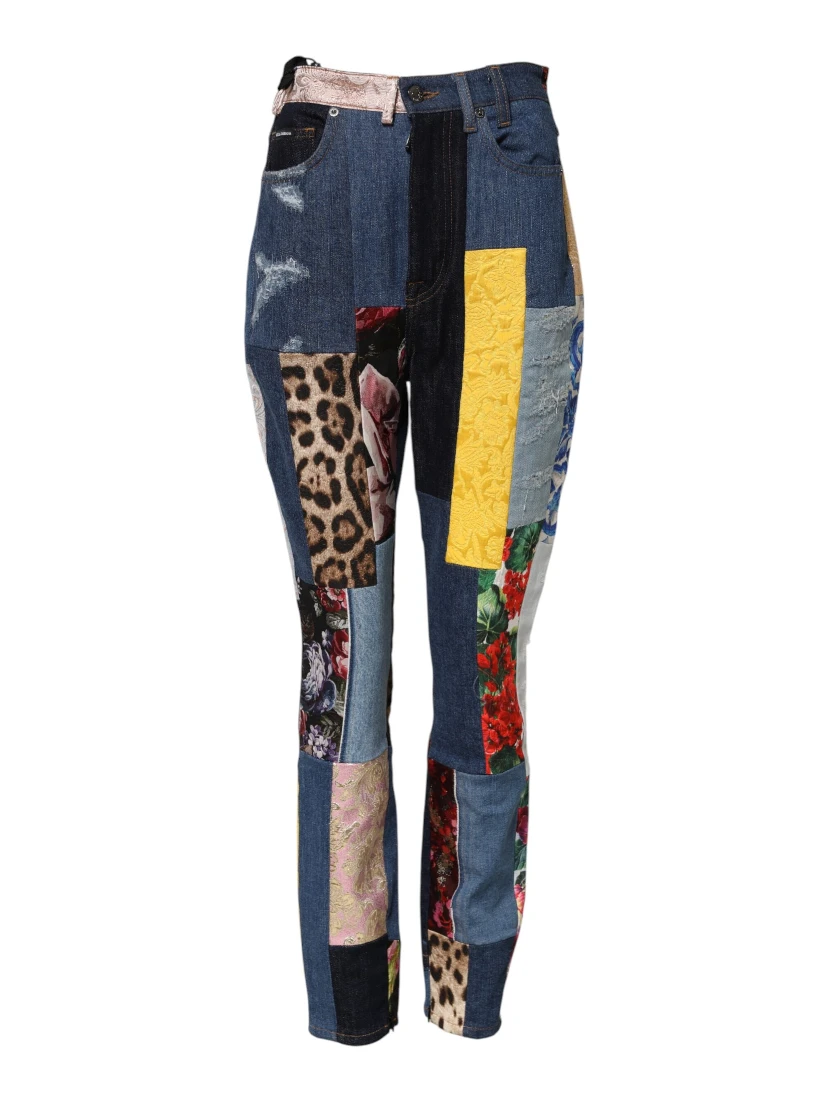 Multicolor Patchwork Skinny Denim Jeans