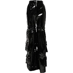 Black High Waist Cargo Bootcut Pants