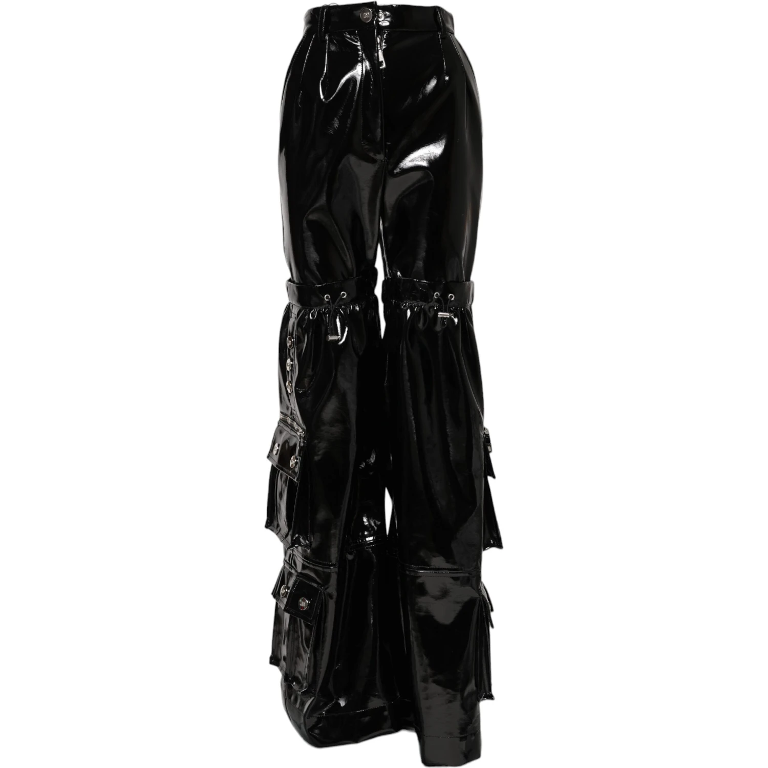 Black High Waist Cargo Bootcut Pants