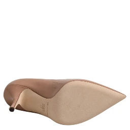 Beige Patent Leather Stiletto Heel Pump Shoes