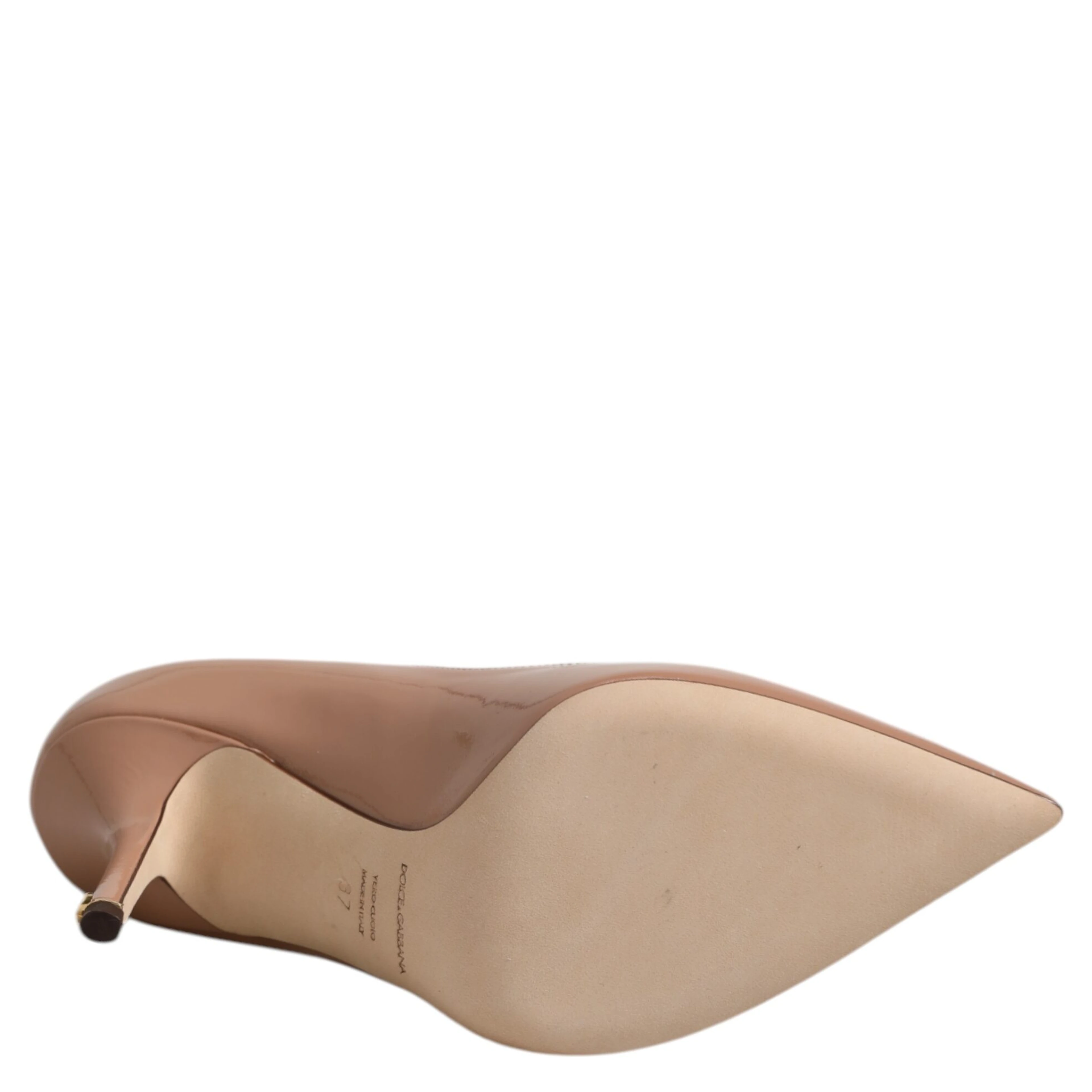 Beige Patent Leather Stiletto Heel Pump Shoes