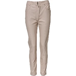 Beige High Waist Tapered Pants