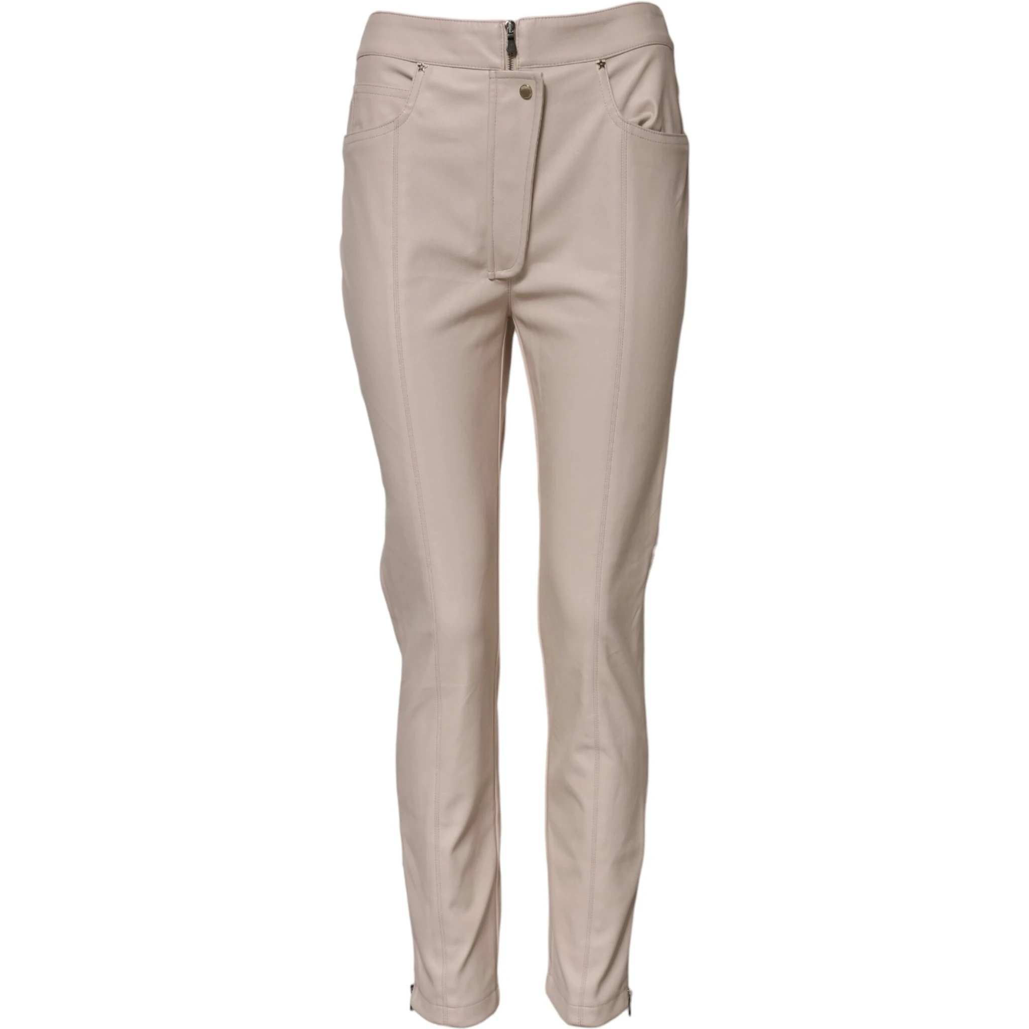 Beige High Waist Tapered Pants