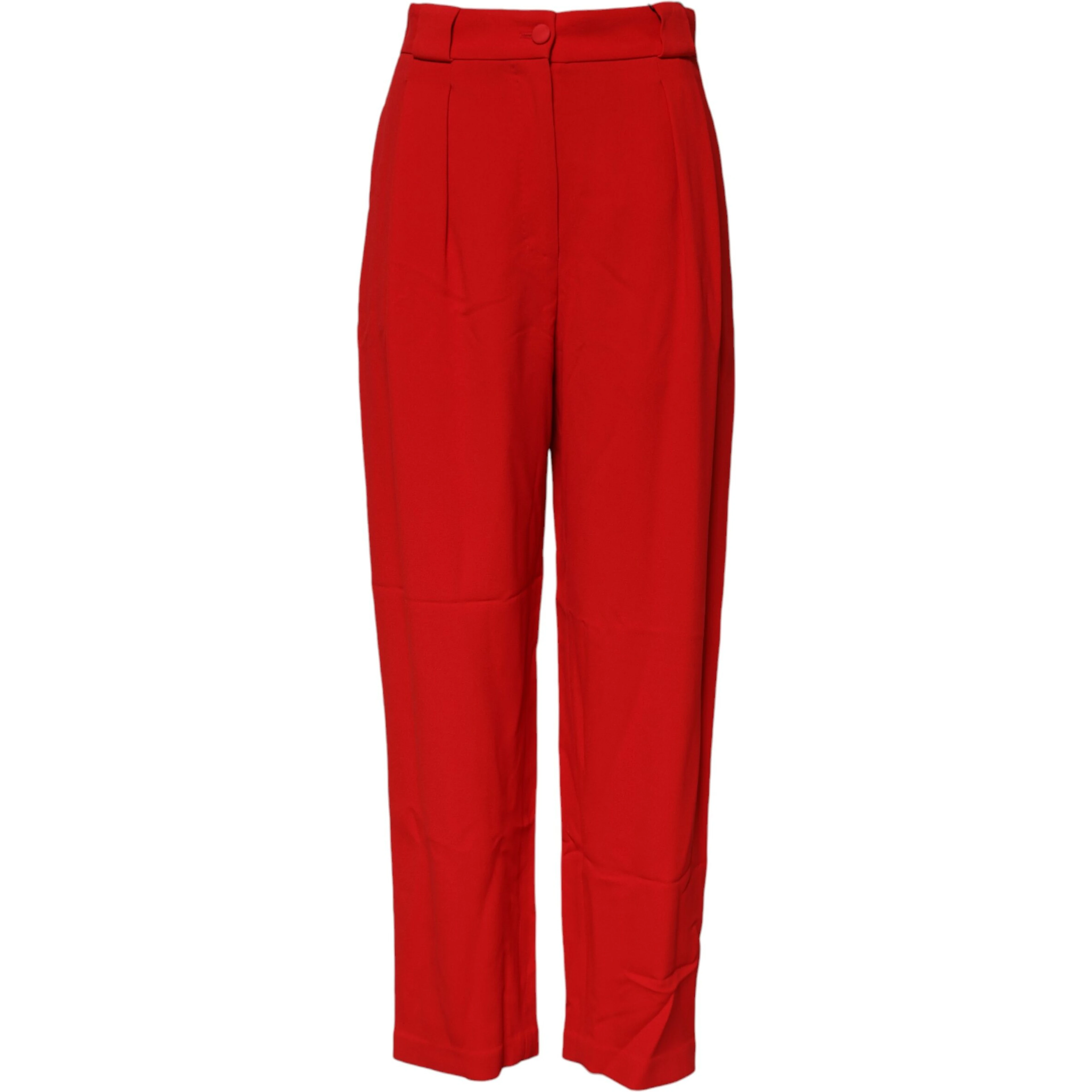 Red Viscose High Waist Tapered Pants