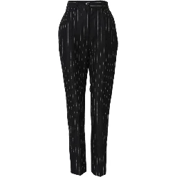 Black Stripes High Waist Tapered Pants