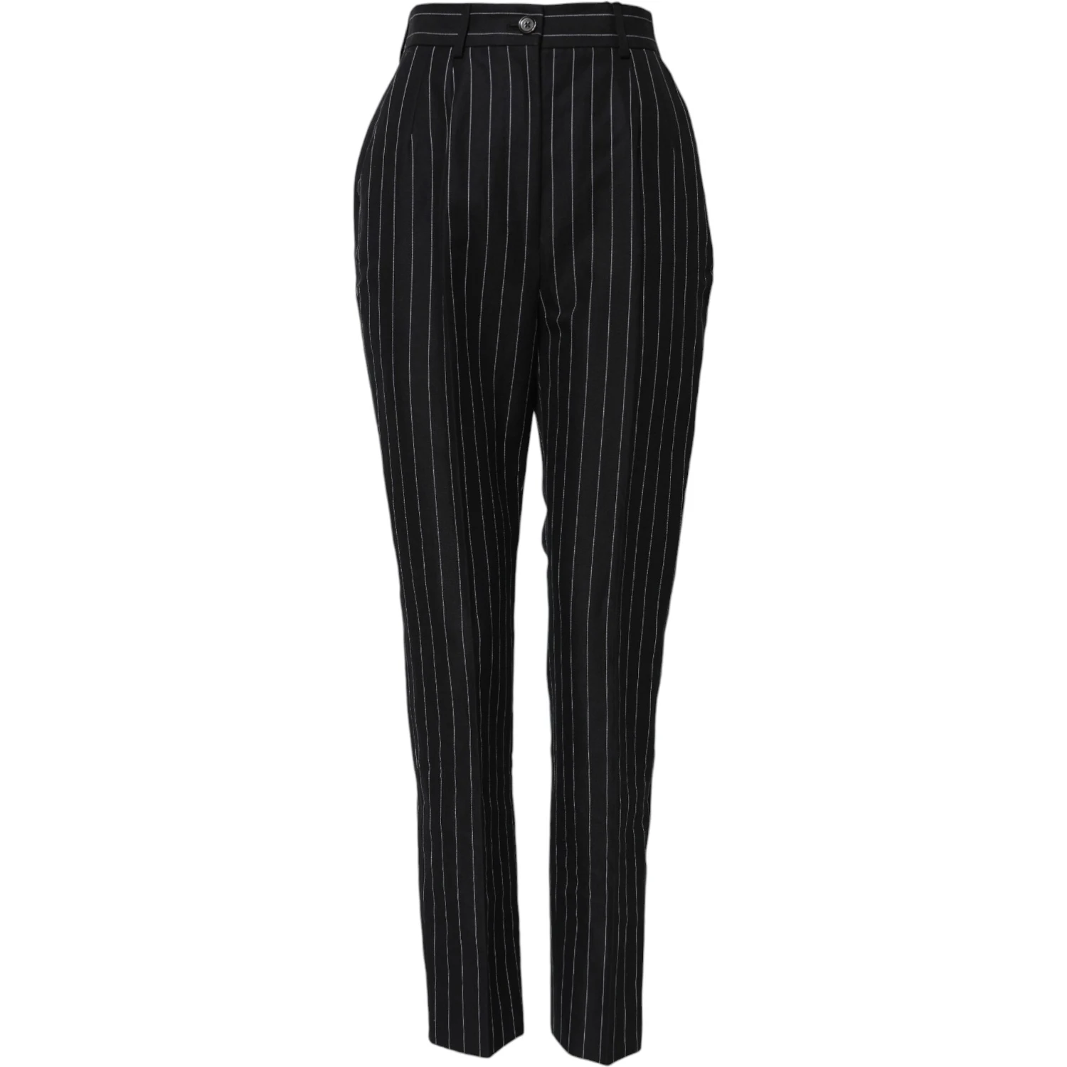 Black Stripes High Waist Tapered Pants
