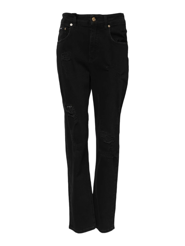 Black Boyfriend Cotton Flared Denim Jeans