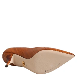 Brown Leather Stiletto Heel Pumps Shoes