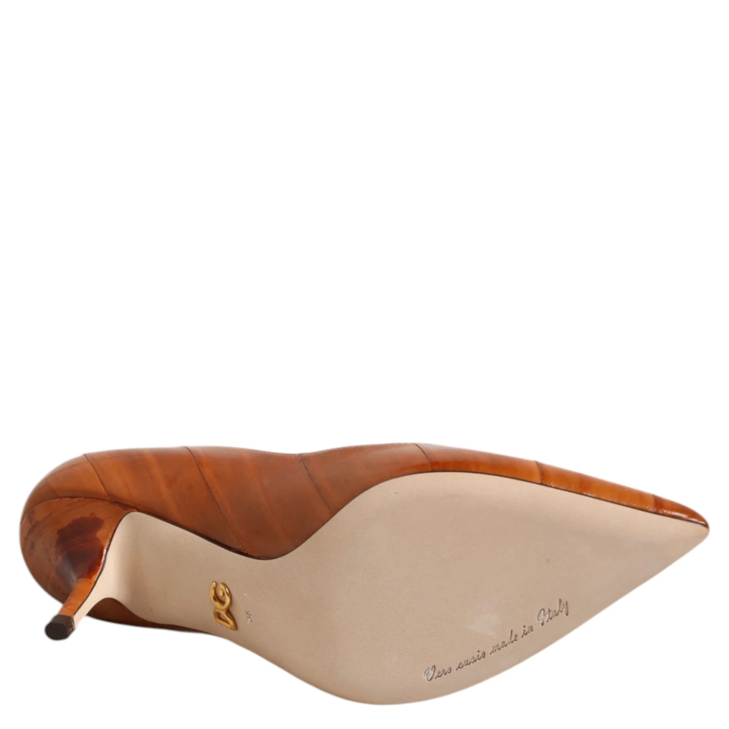 Brown Leather Stiletto Heel Pumps Shoes