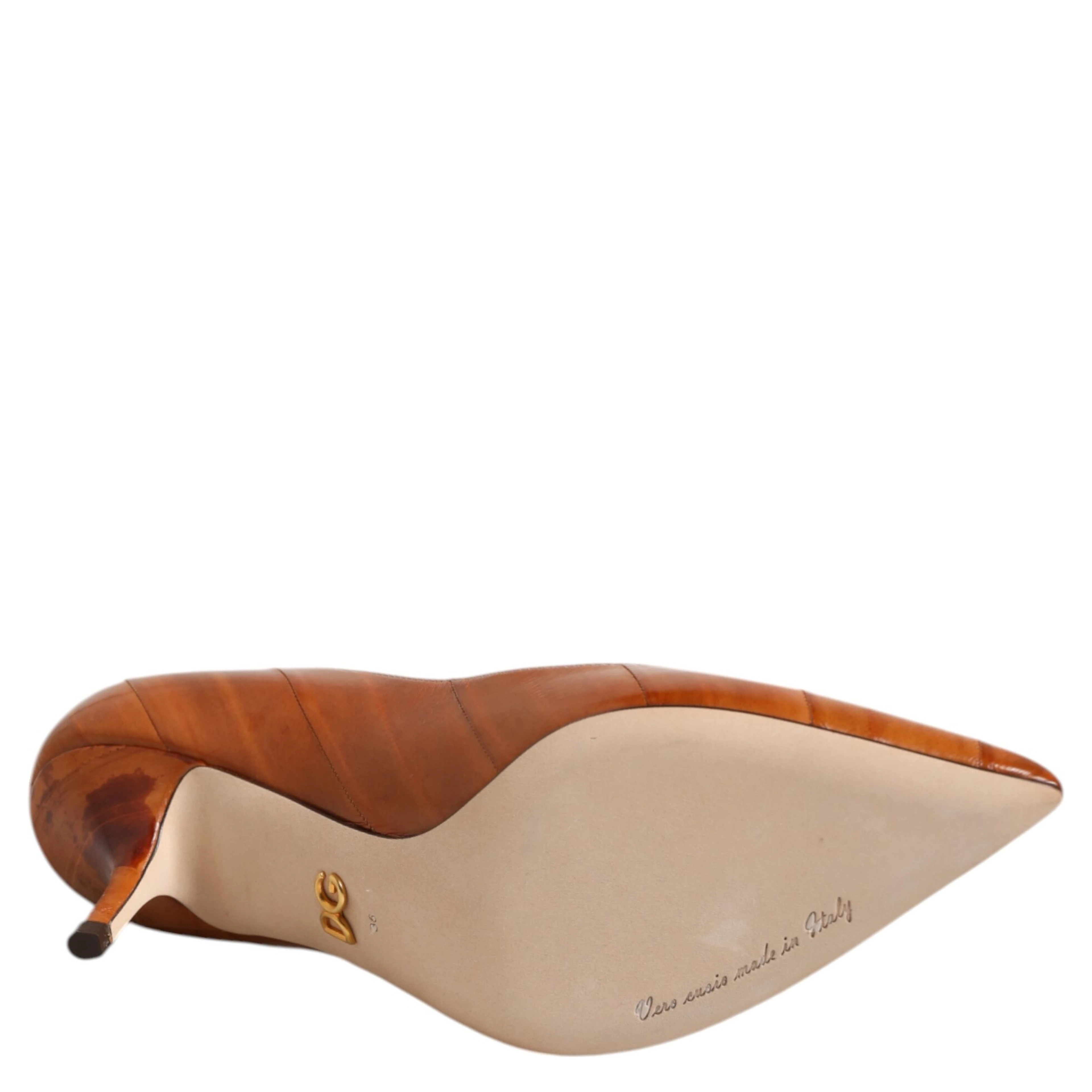 Brown Leather Stiletto Heel Pumps Shoes