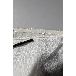 Ivory Silk Tapered High Waist Pants