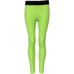 Green Nylon Slim Fit Leggings Pants