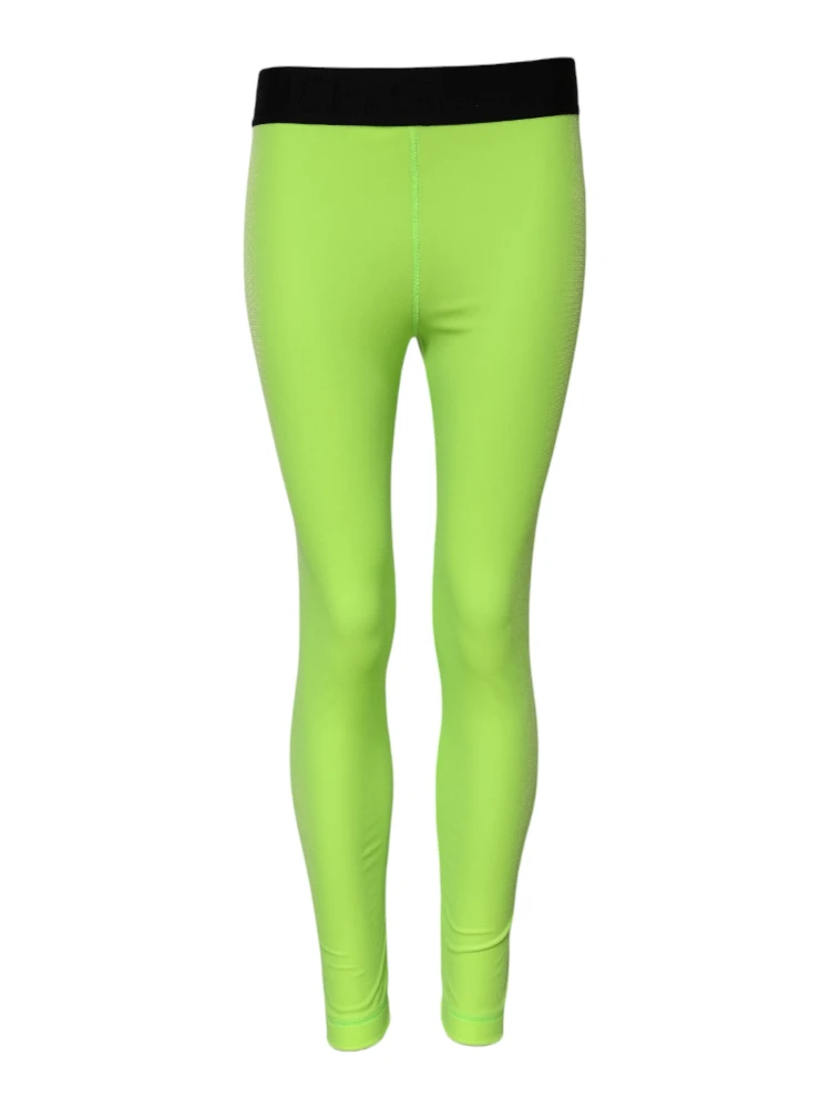 Green Nylon Slim Fit Leggings Pants