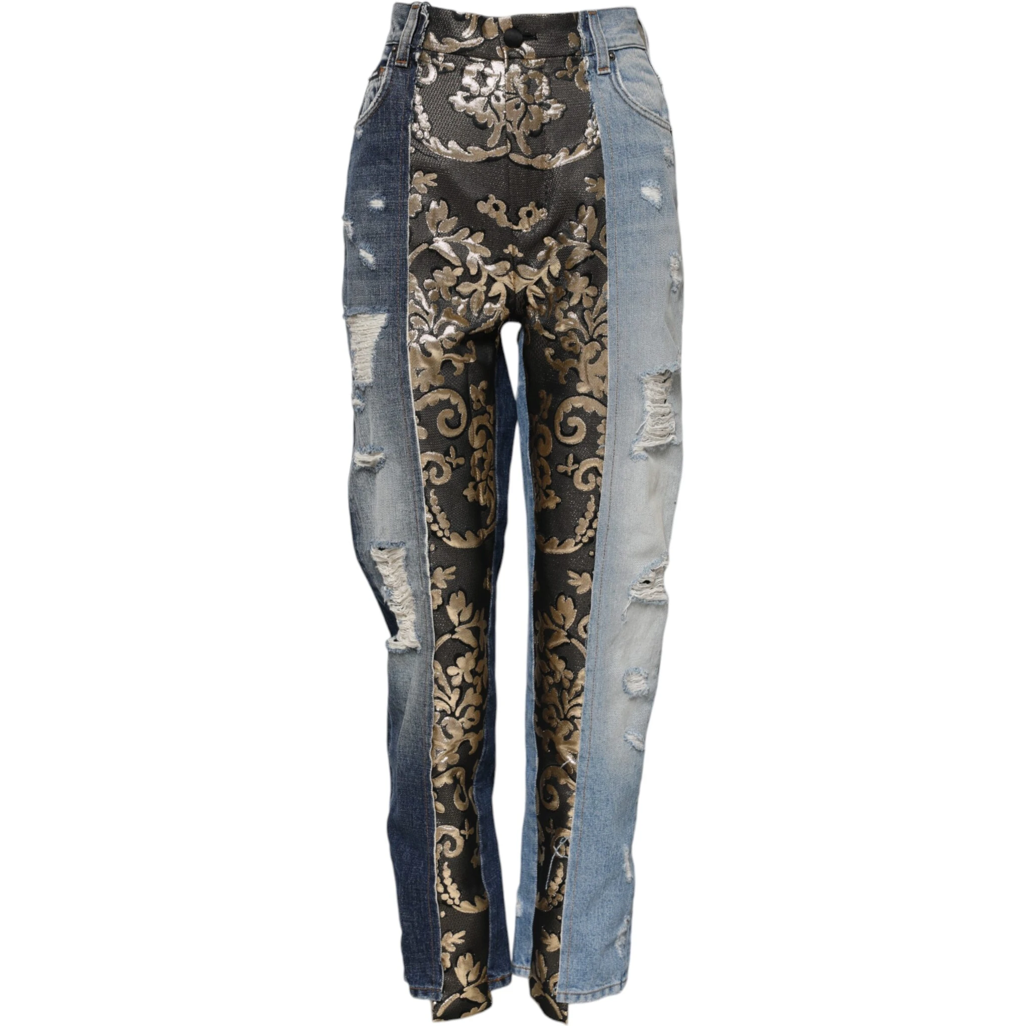 Multicolor Patchwork Tapered Denim Jeans
